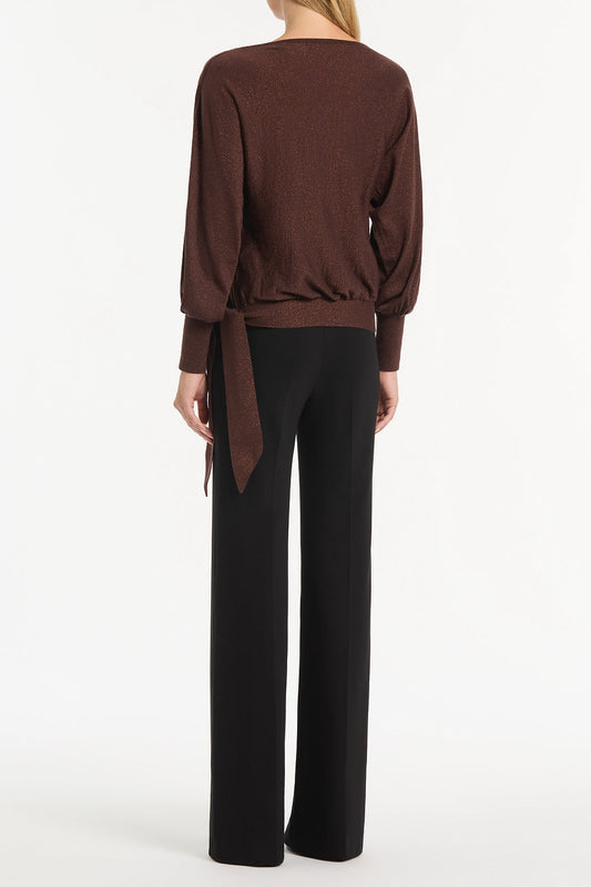 Carla Zampatti Copper Tie Knit Top (Brown)