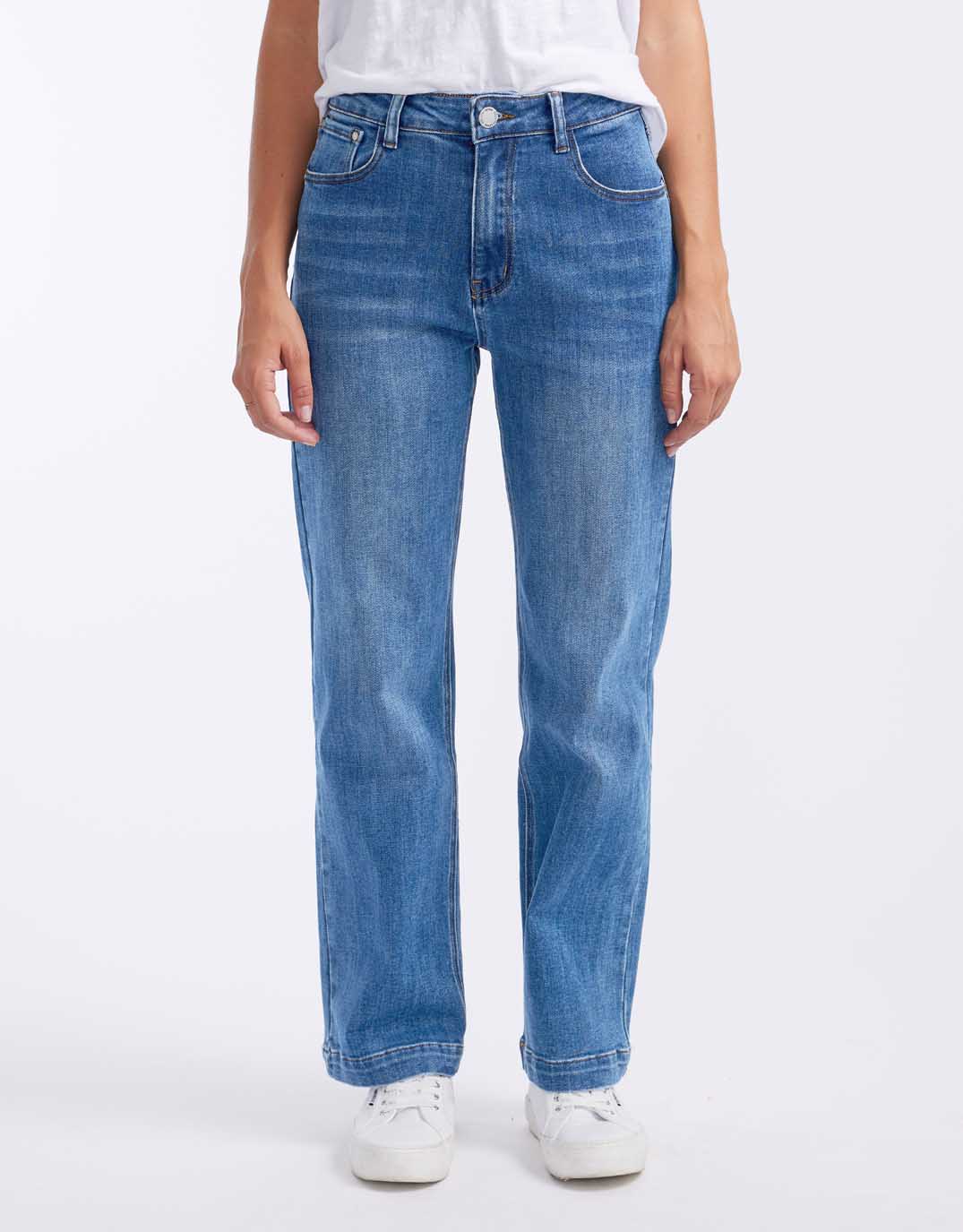 Country Denim Stretch Straight Leg Jean (Light Mid Blue)