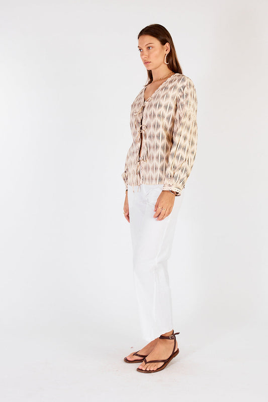 Cowgirl Surfer Mano Tie Shirt (Cream)