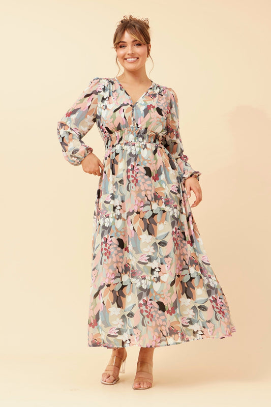 DELFINA BOTANICAL PRINT MAXI DRESS (Sage)