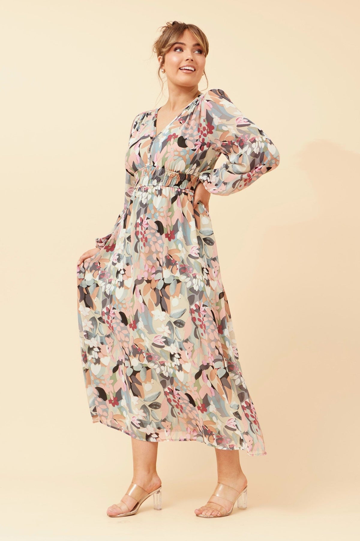 DELFINA BOTANICAL PRINT MAXI DRESS (Sage)