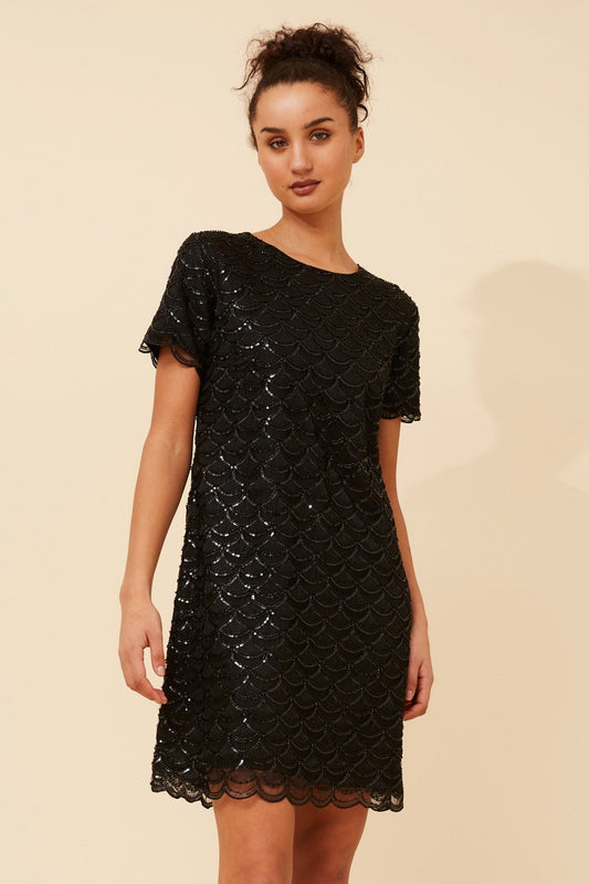 NIVA SEQUIN SHORT DRESS (Black)