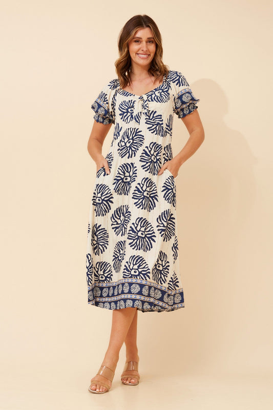 FAITH FLORAL PRINT MIDI DRESS (Navy)