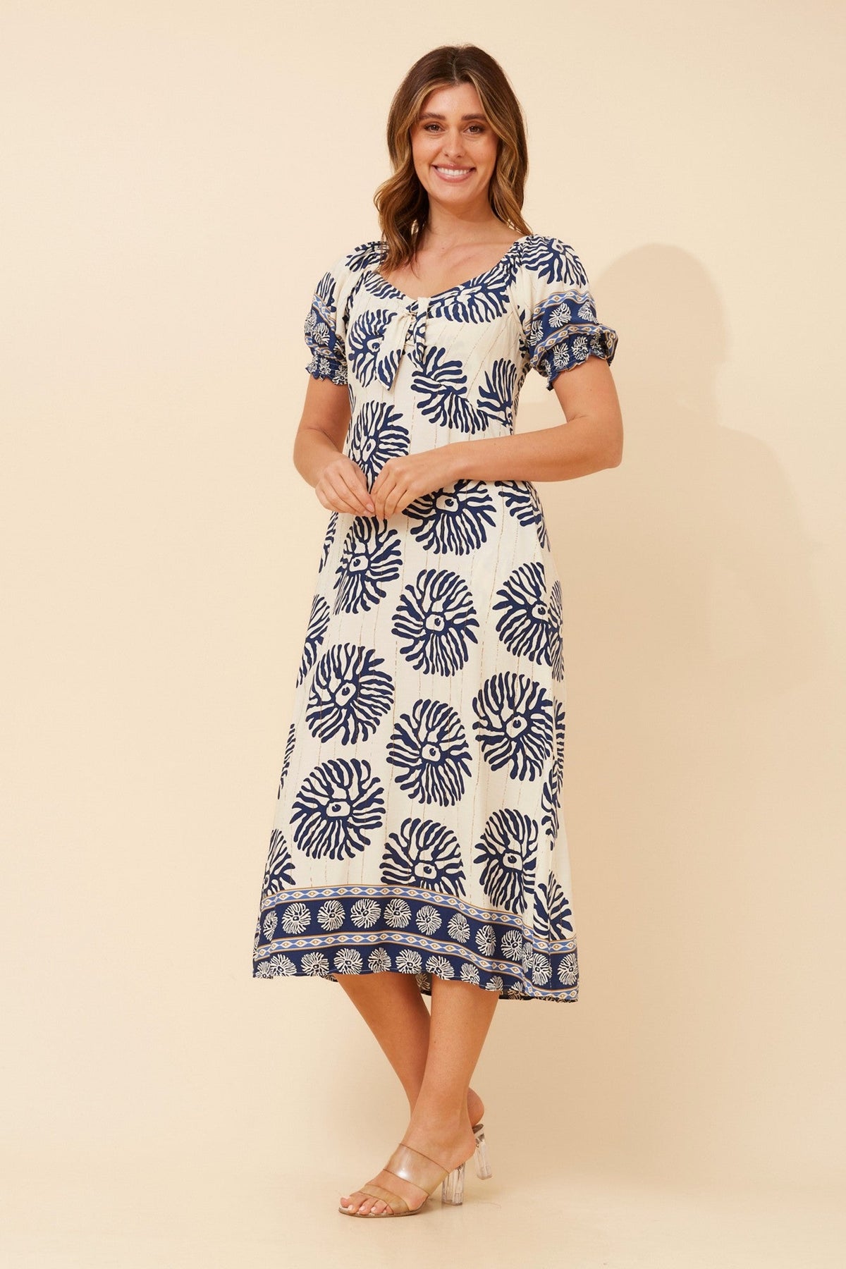 FAITH FLORAL PRINT MIDI DRESS (Navy)
