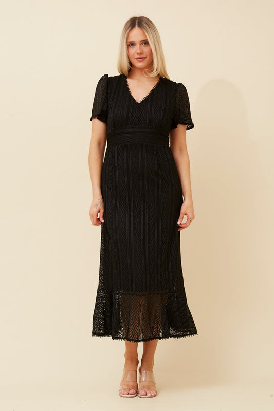 Caroline Morgan Australia GODIVA LACE MIDI DRESS (Black)