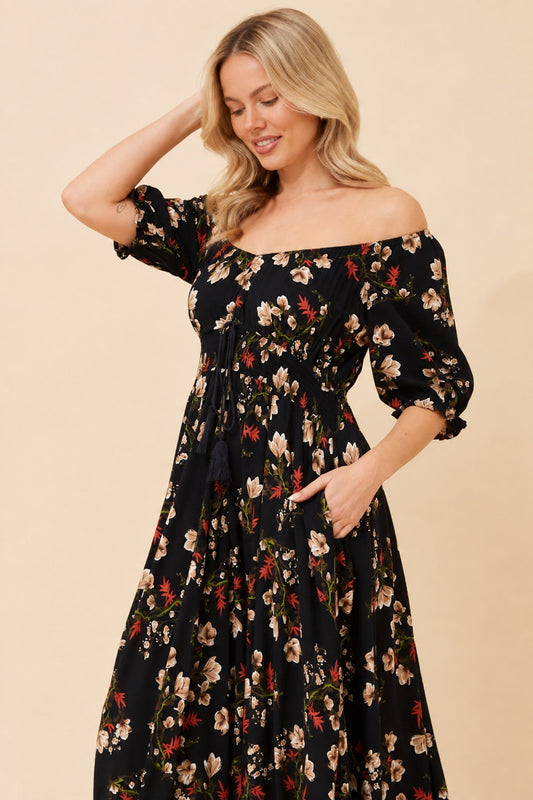 Caroline Morgan Australia DAISY FLORAL MAXI DRESS (Multi Navy)