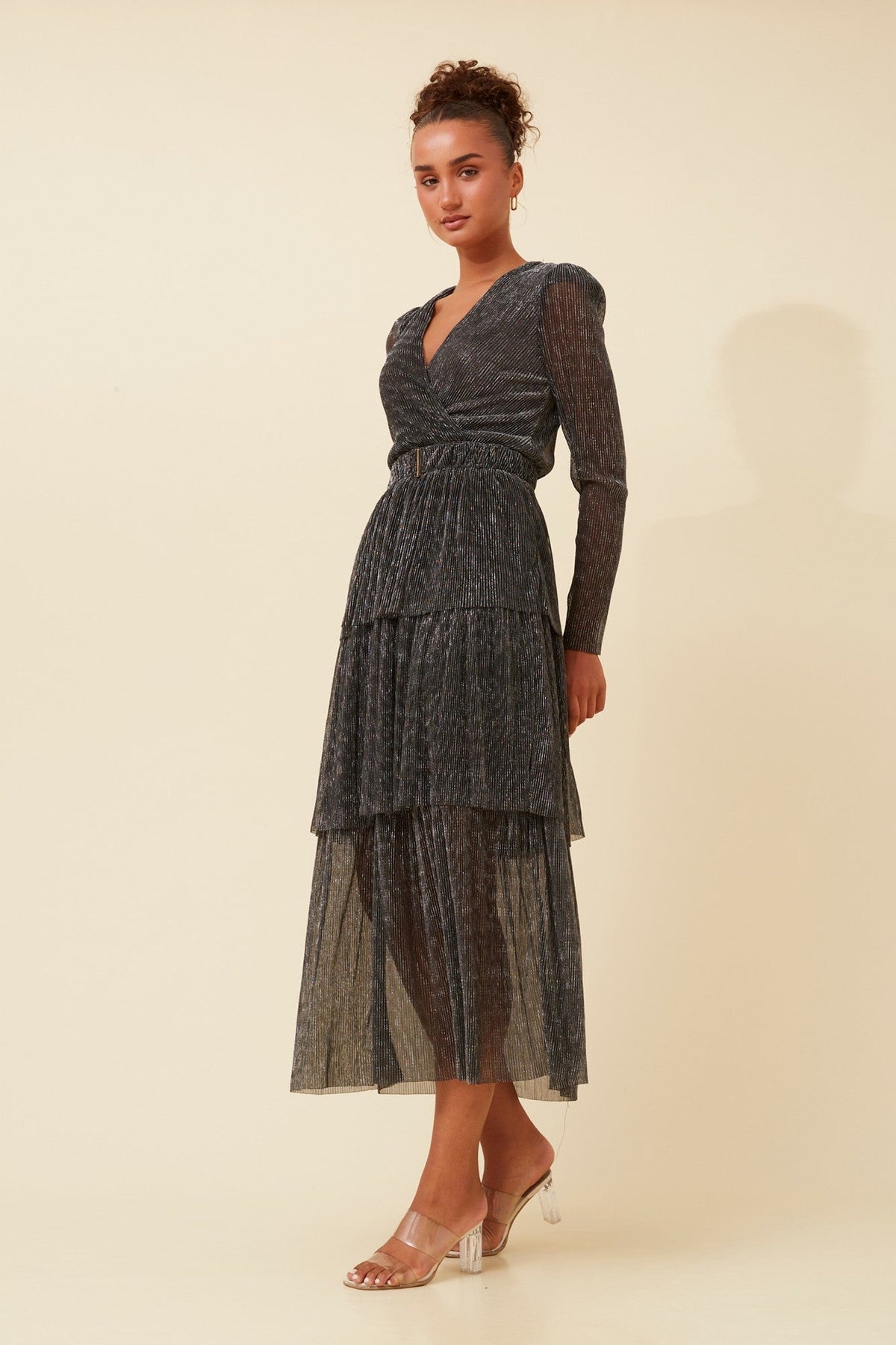 Caroline Morgan Australia ANTONIA GLITTER MAXI DRESS (Black)