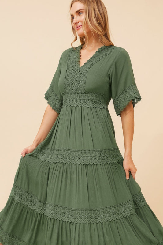 Caroline Morgan Australia BYRON LACE MAXI DRESS (Khaki)