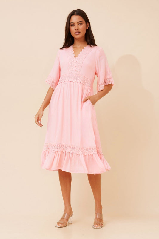 NAYLA LACE MIDI DRESS (Black)