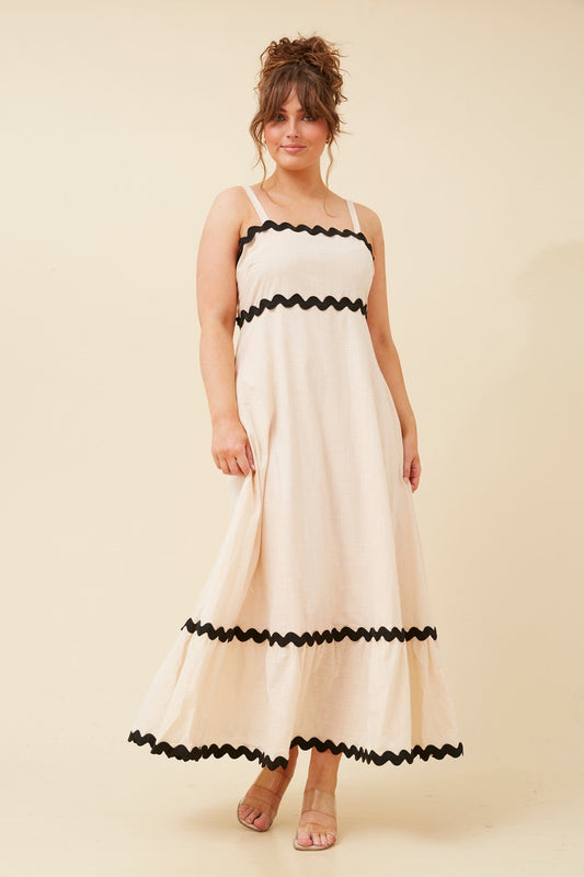 MAKENNA RIC RAC MAXI DRESS (Black)