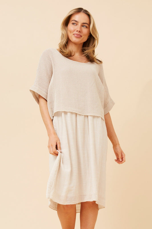 SANTANA LAYERED MESH DRESS (Rosewood)