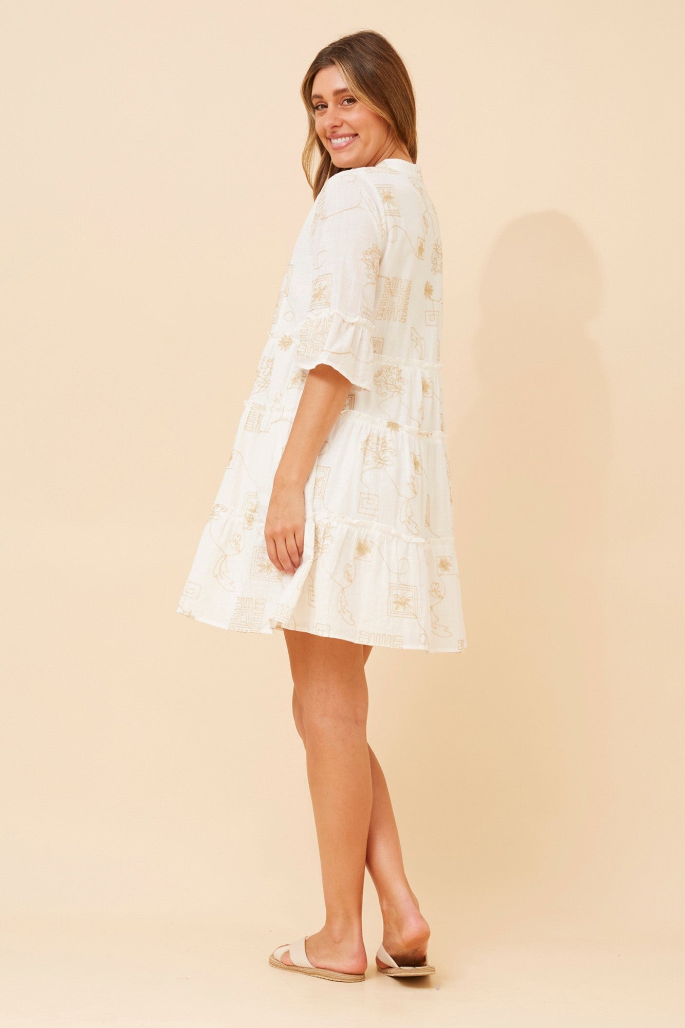MIRELLE EMBROIDERED DRESS (White)