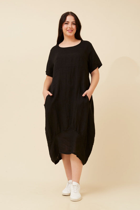 VAL LINEN DRESS (Black)