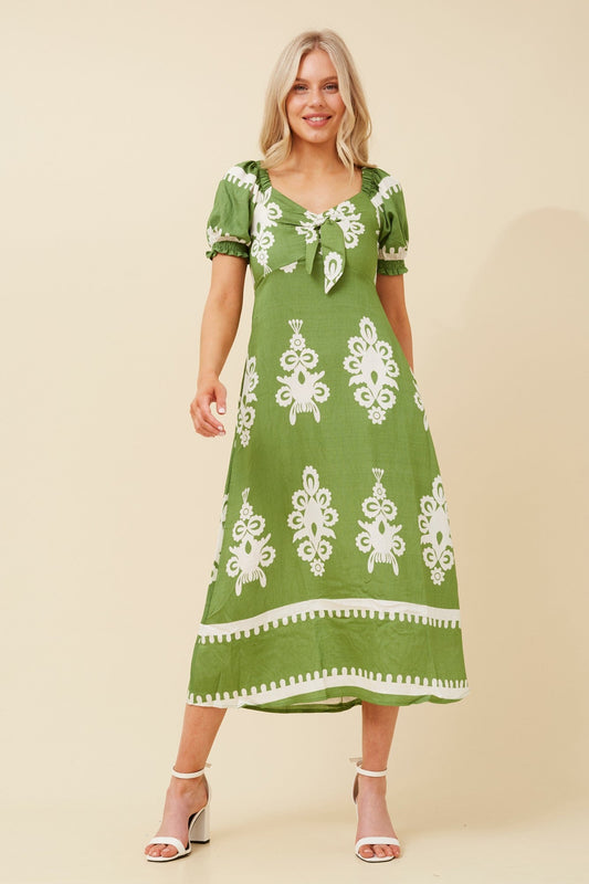 FAITH BOHO MIDI DRESS (Green)