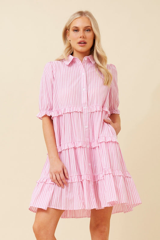 Caroline Morgan Australia KIMBERLY STRIPE PRINT DRESS (Pink)