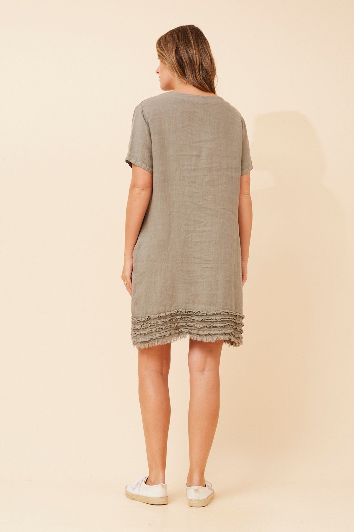 BOTTEGA MODA DIVANA LINEN DRESS (Fango)