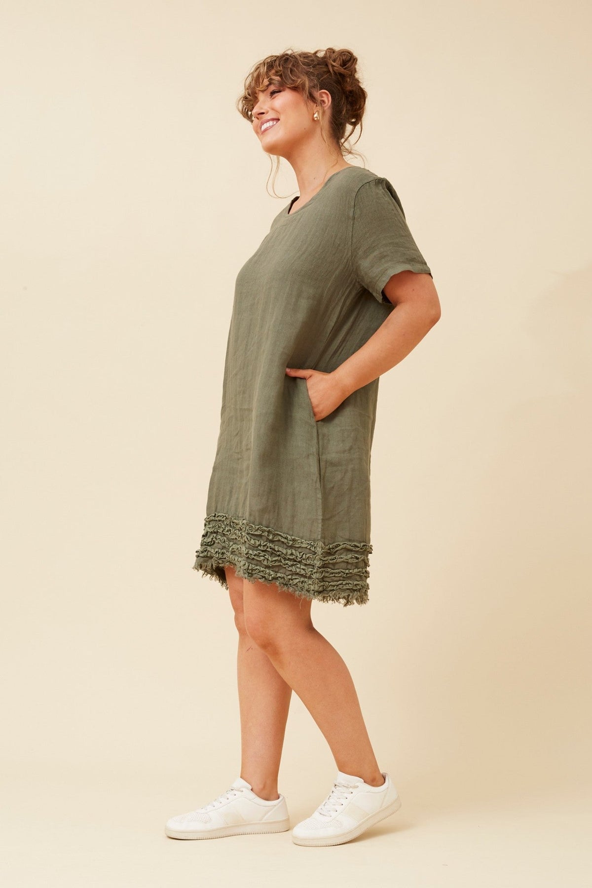 DIVANA LINEN DRESS (Khaki)