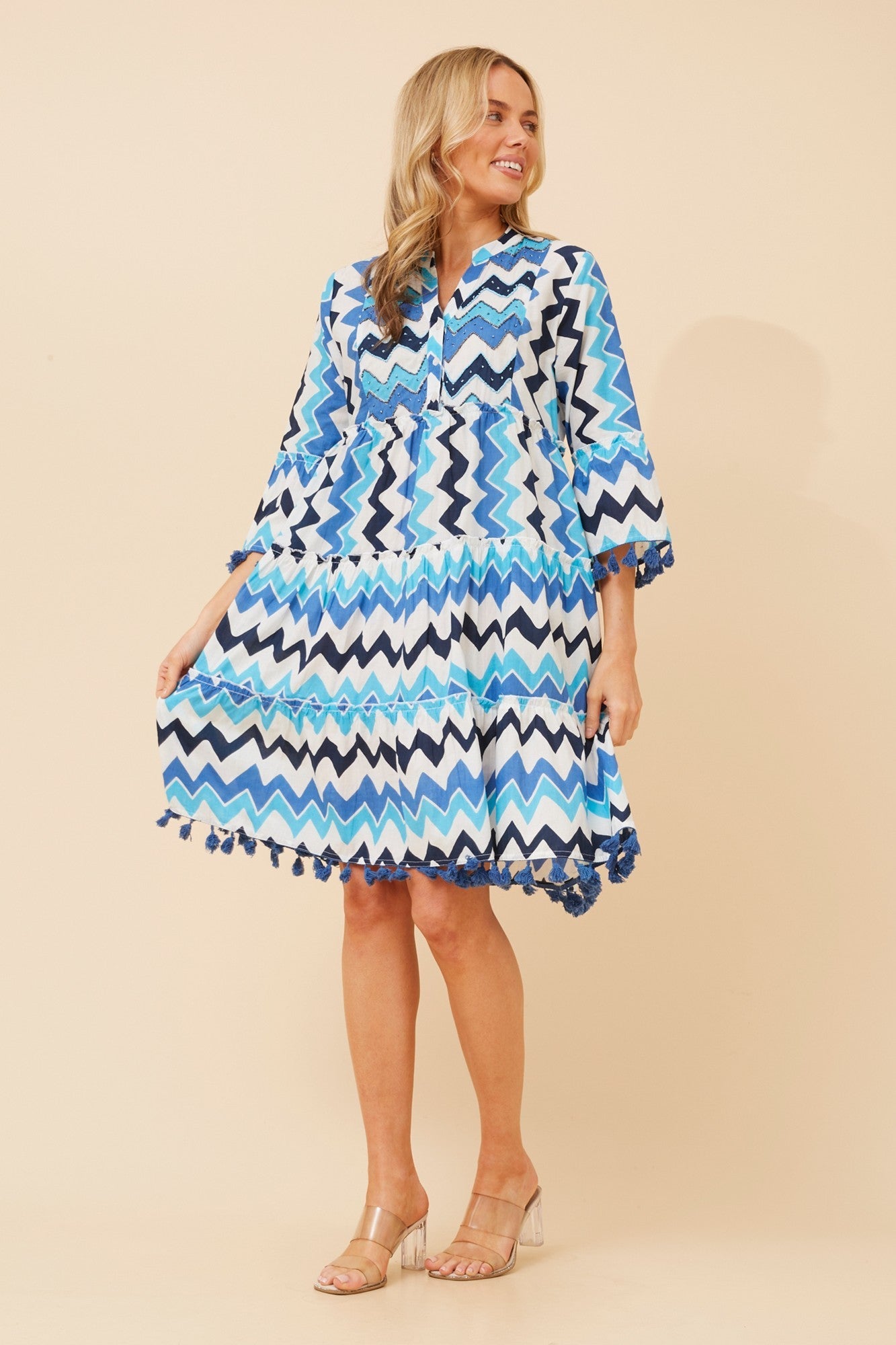 LALITY ABSTRACT PRINT DRESS (Multi Blue)