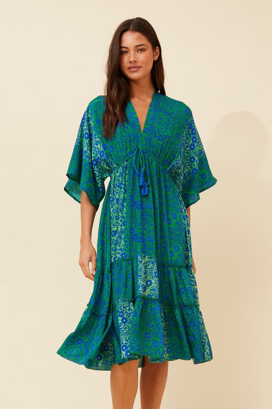CHANDI BOHO MIDI DRESS (Green)