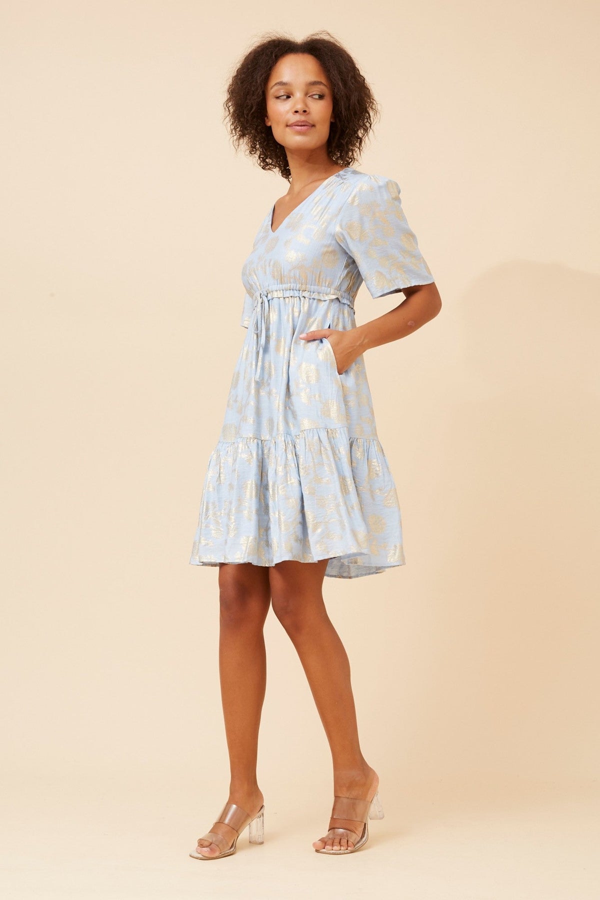 DIAMOND FOIL PRINT DRESS (Blue)