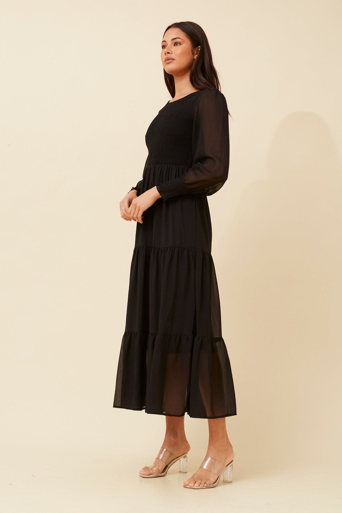 SHERRY MAXI TIERED DRESS (Black)