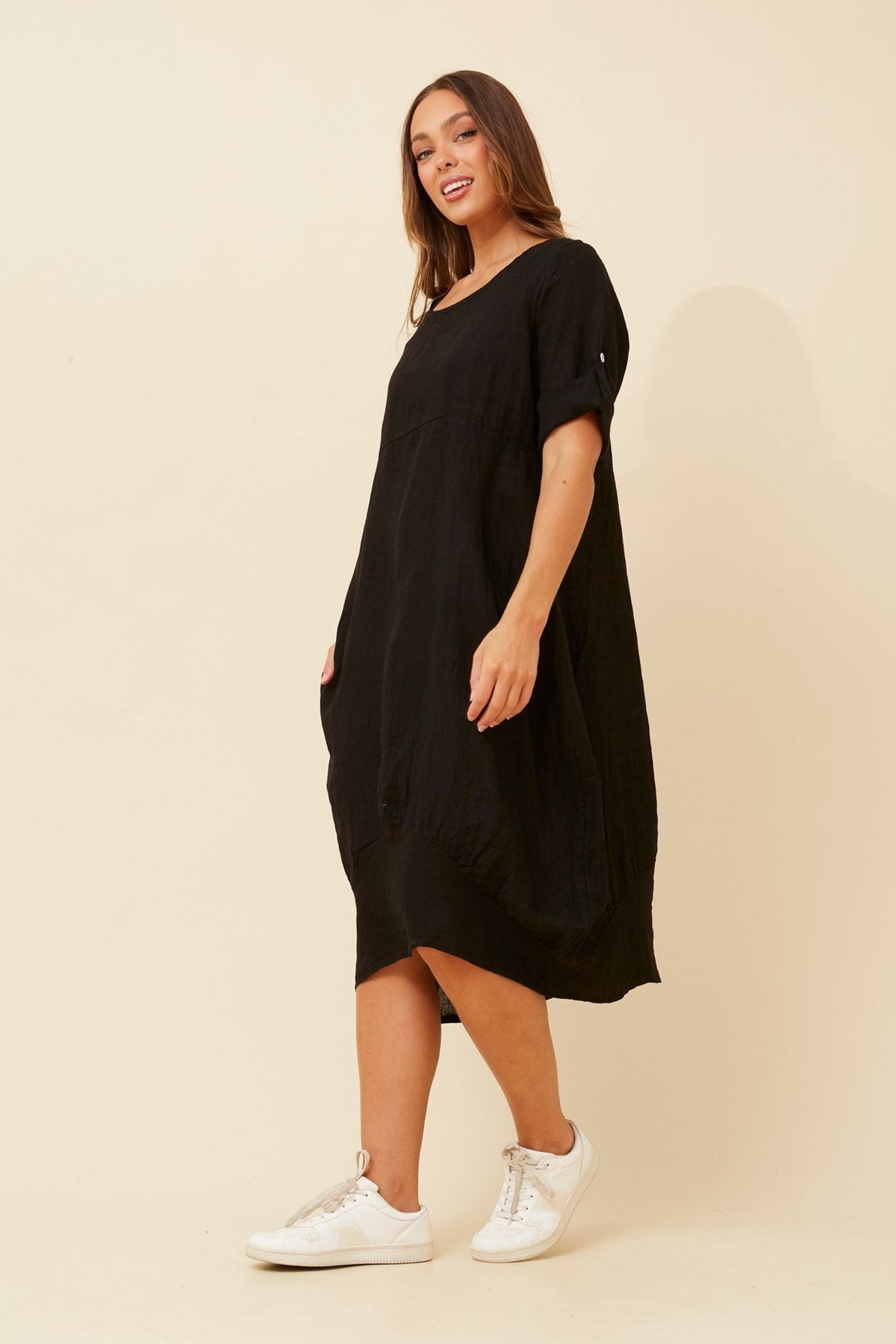 VALLA LINEN DRESS (Black)