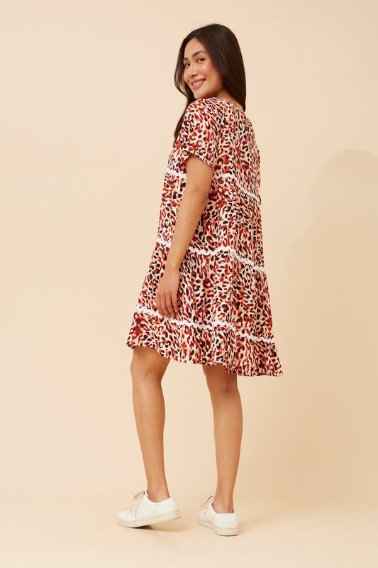 RELLY ANIMAL PRINT DRESS (Multi Orange)