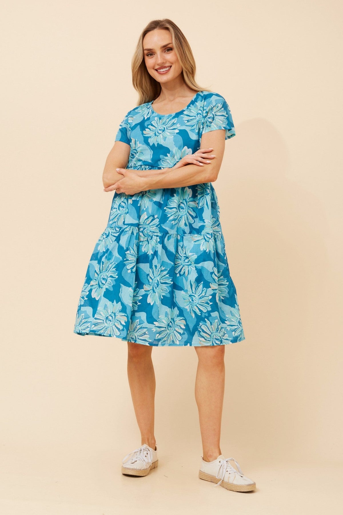 AARNA FLORAL DRESS (Turquoise)
