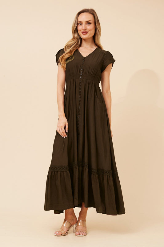 Caroline Morgan Australia MOROCCO BOHO PRINT MAXI DRESS (Bitter Chocolate)