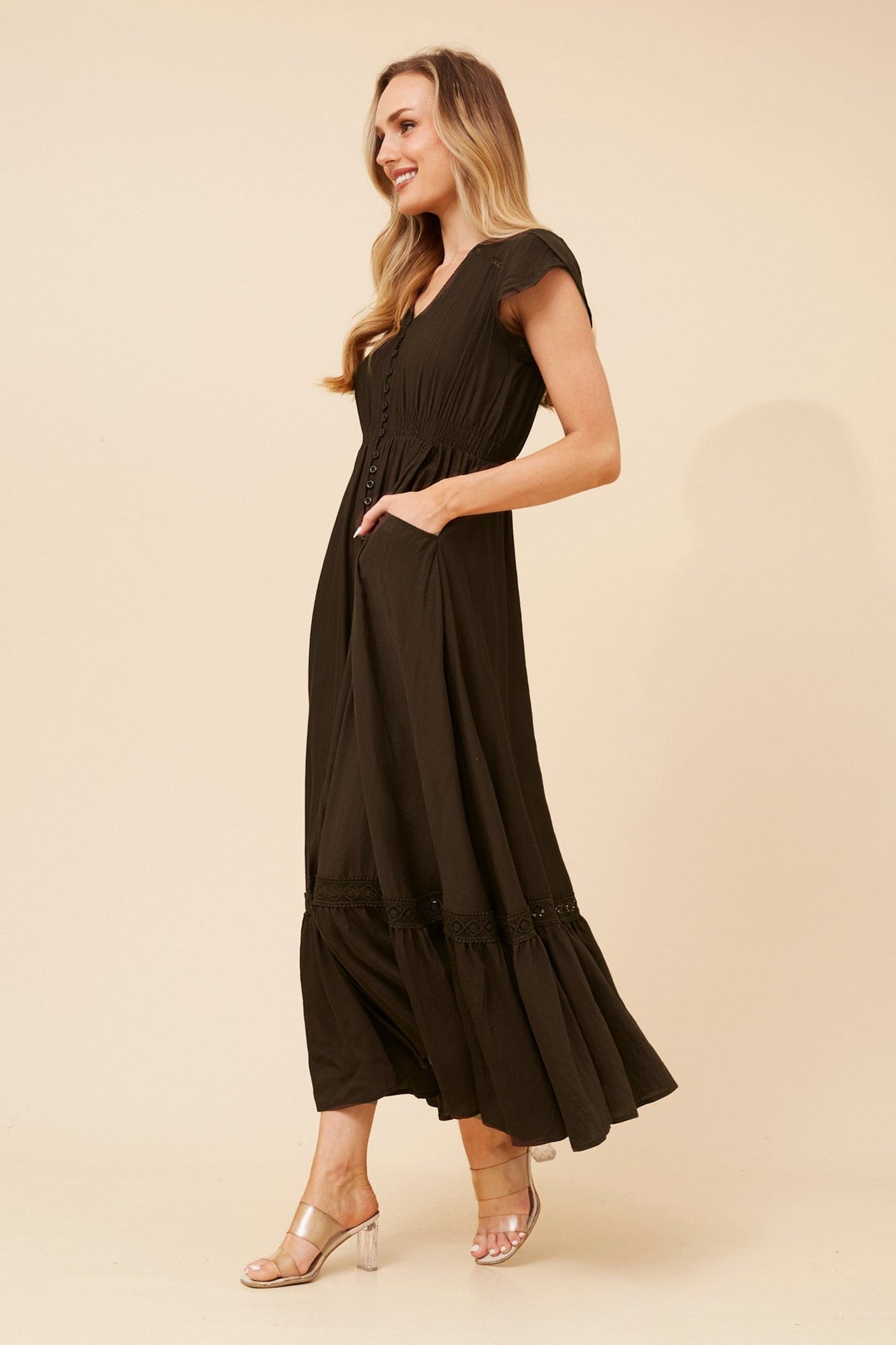 Caroline Morgan Australia MOROCCO BOHO PRINT MAXI DRESS (Bitter Chocolate)