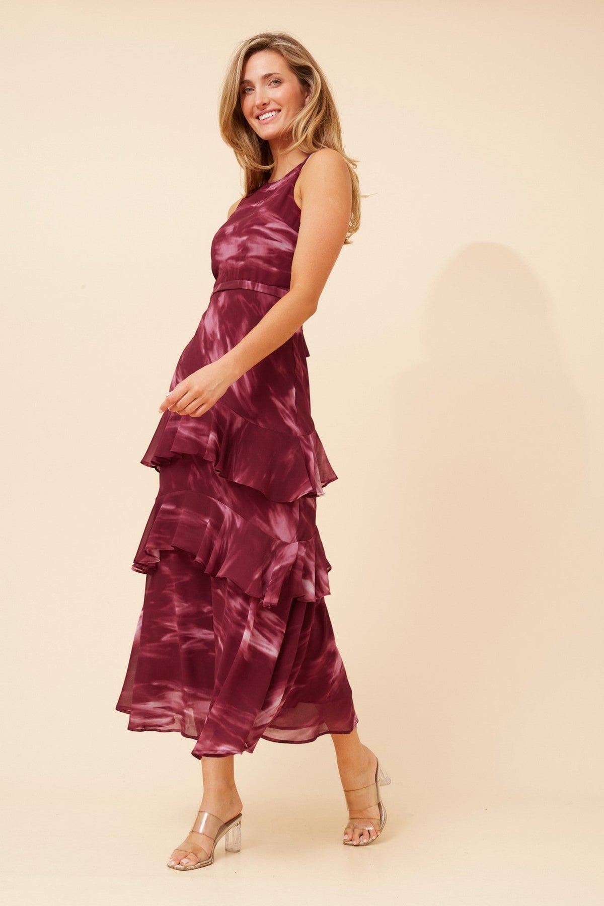 LUCIAN MARBLE PRINT MAXI DRESS (Pink)