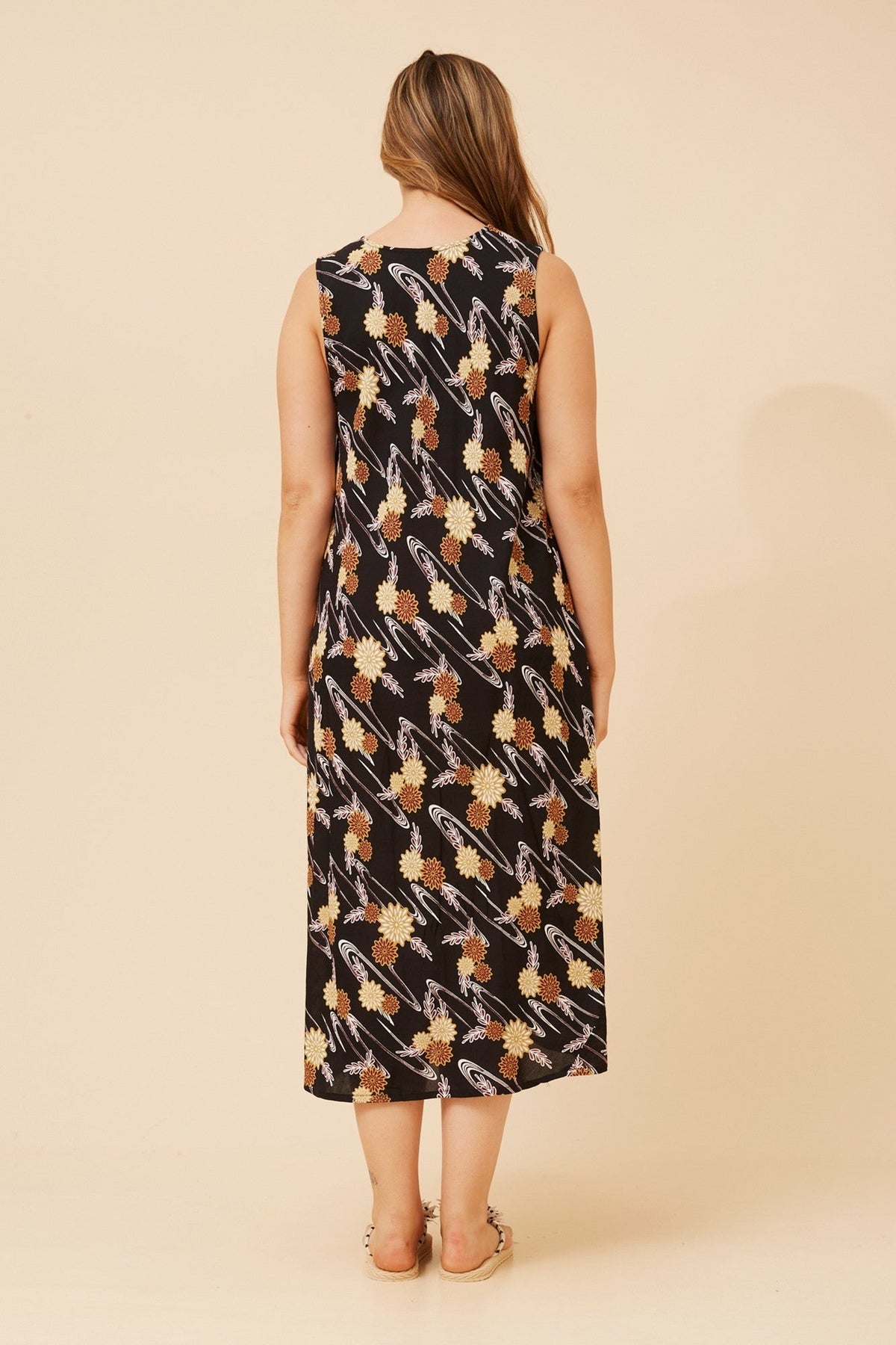 NAIROBI FLORAL MIDI DRESS (Multi Black)
