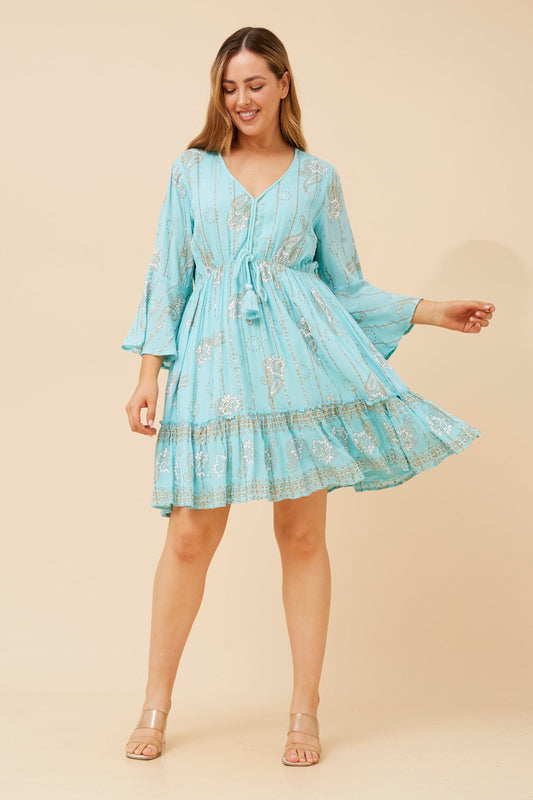 JAMELIA PAISLEY PRINT DRESS (White)