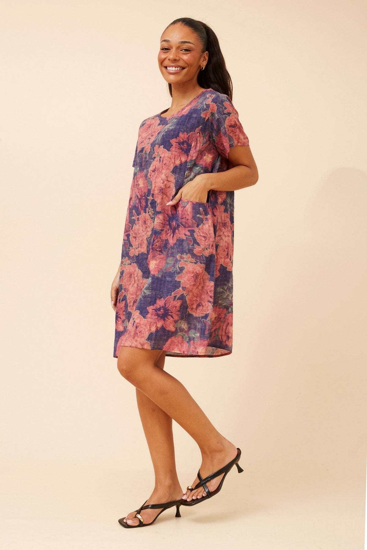 VINE FLORAL DRESS (Multi Pink)