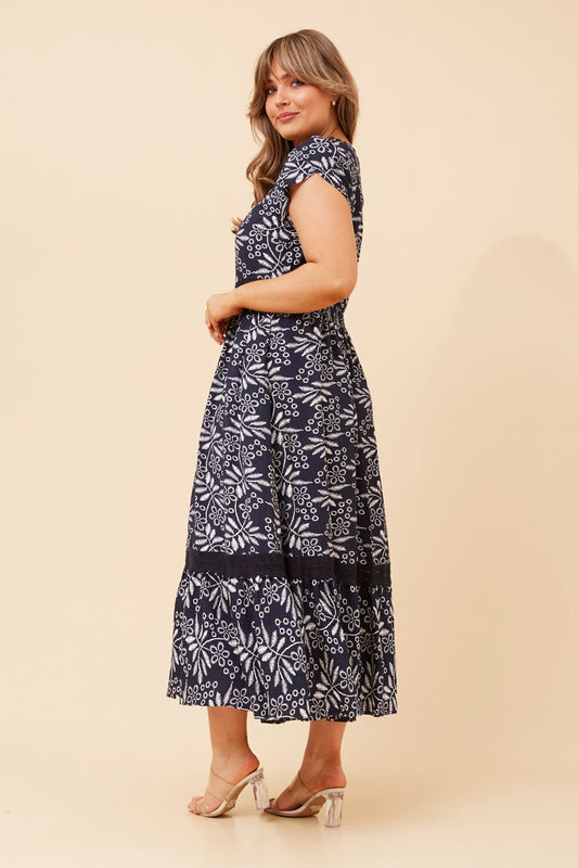 KALAY ABSTRACT PRINT DRESS (Navy)