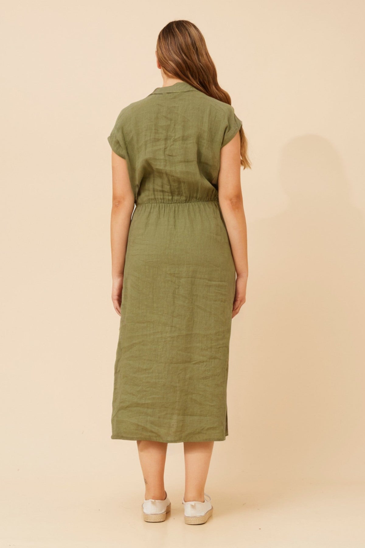 DANILA LINEN MIDI DRESS (Light Blue)