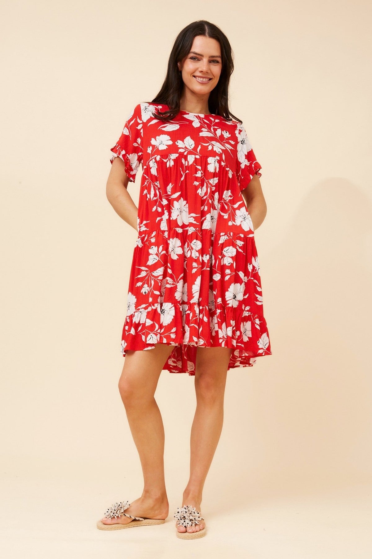 KELLY FLORAL BABY DOLL DRESS (Red)