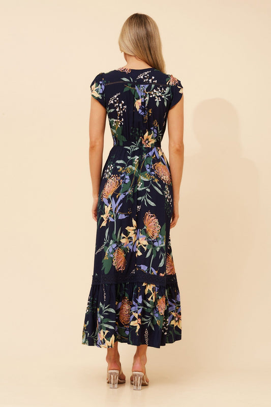 Caroline Morgan Australia MOROCCO FLORAL MAXI DRESS (Navy)