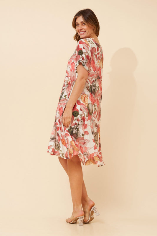 DREE FLORAL MIDI DRESS (Multi Red)