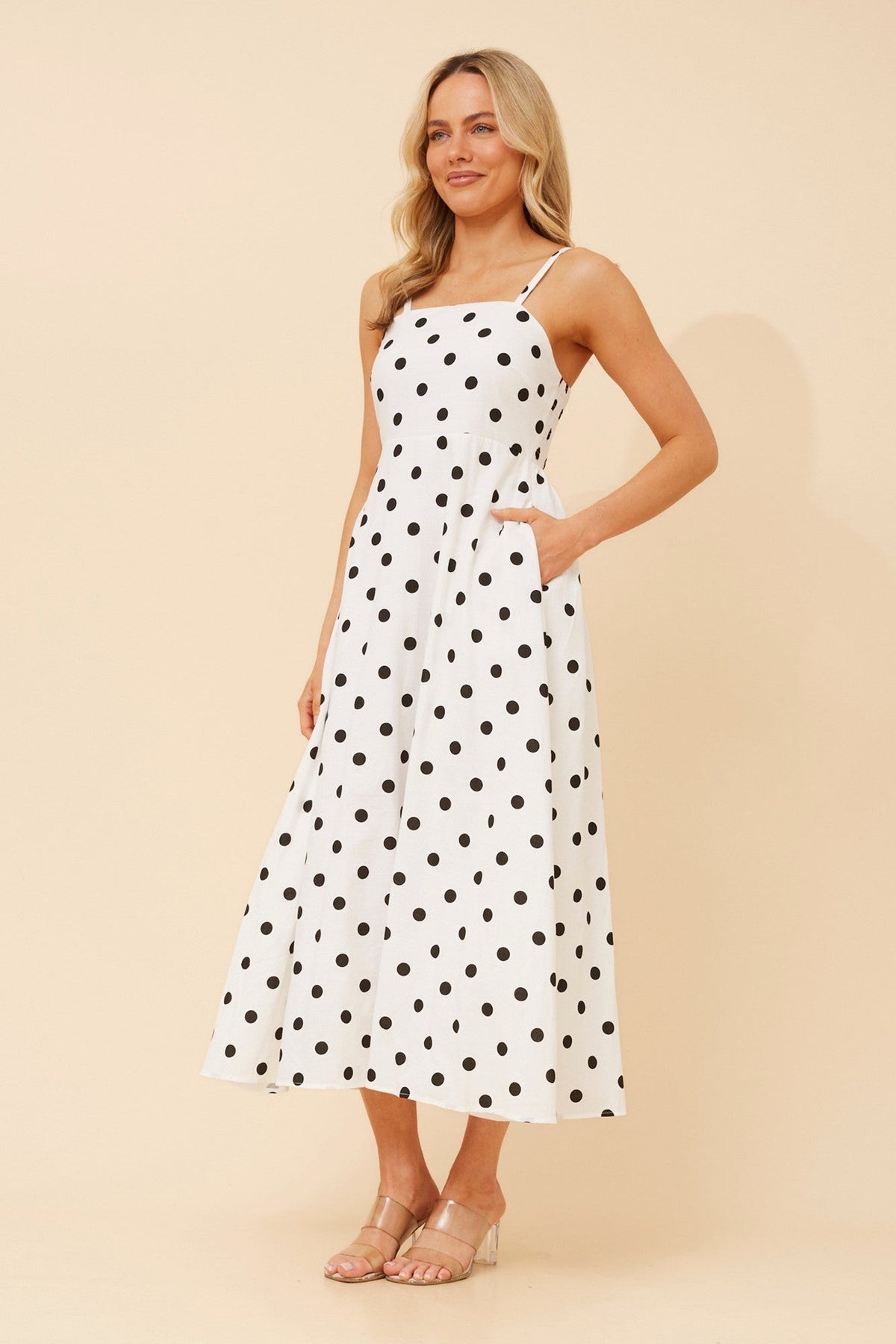 JAVANA WANDERLUST MIDI DRESS (White And Black)