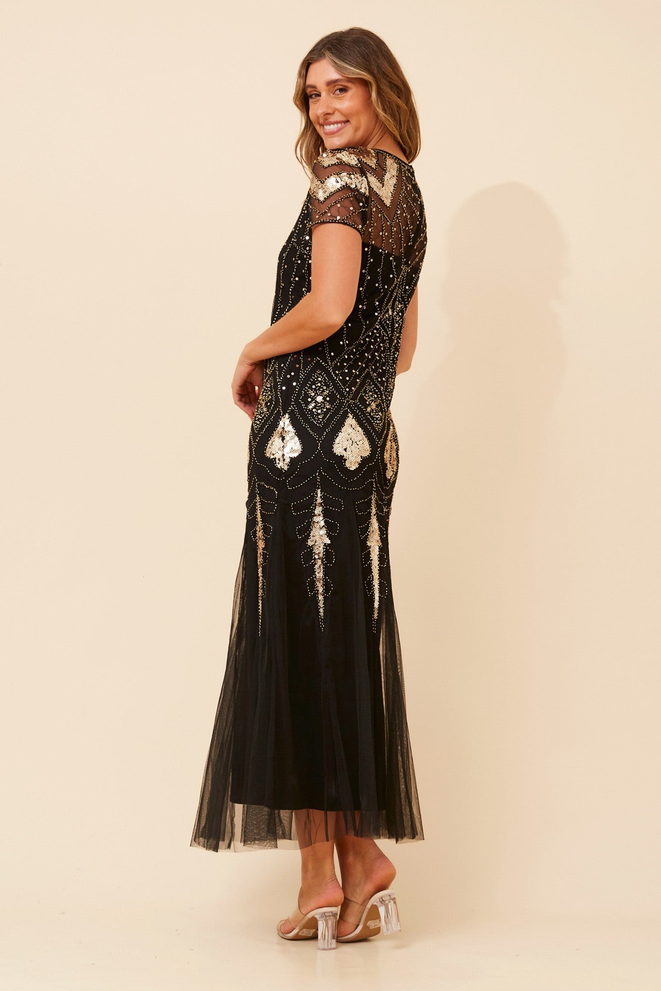EVELINA SEQUIN MAXI DRESS (Black)