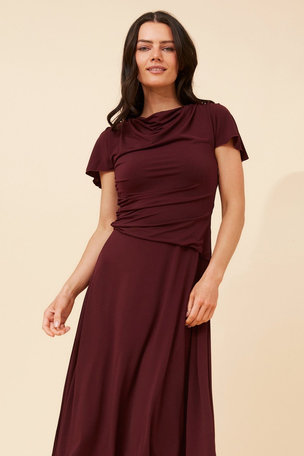 JIANNA SOLID MIDI DRESS (Burgundy)
