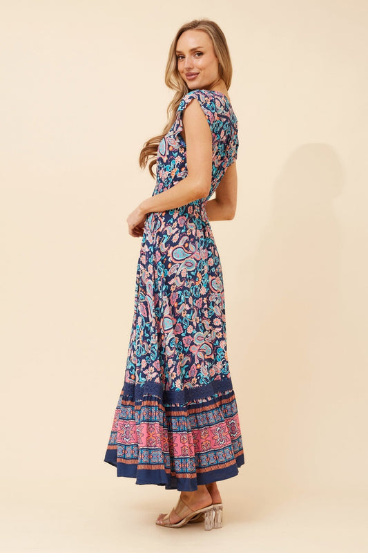 Caroline Morgan Australia MOROCCO FLORAL MAXI DRESS (Navy)