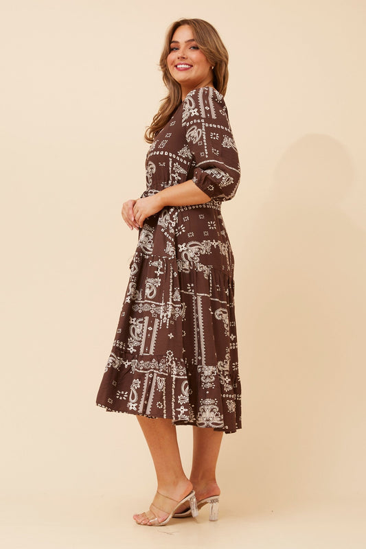 VITA BANDANA PRINT MAXI DRESS (Chocolate)