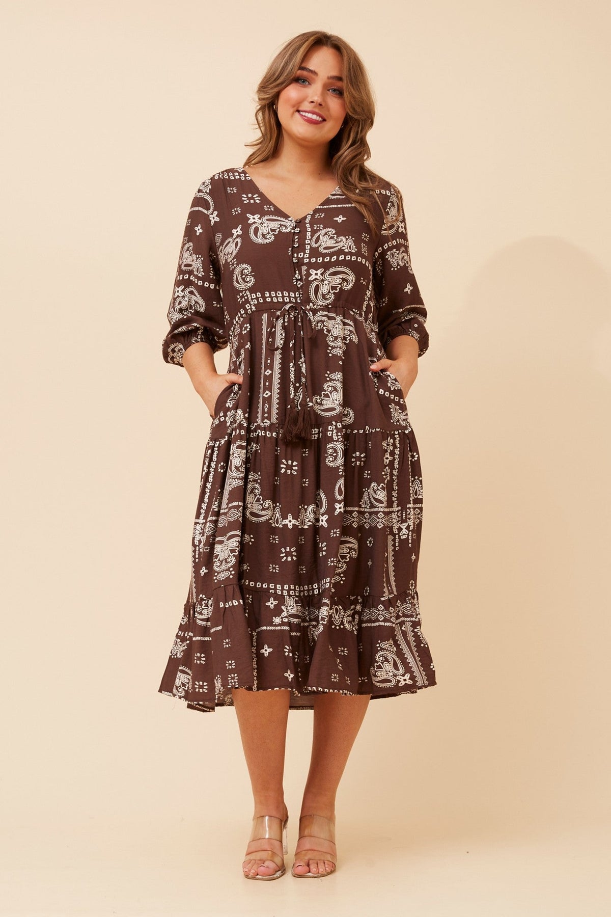 VITA BANDANA PRINT MAXI DRESS (Chocolate)