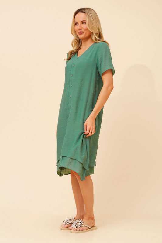 HAIDEN SOLID MIDI DRESS (Green Ash)