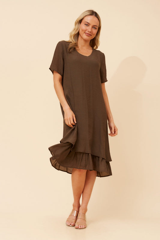 HARTLEY SOLID MIDI DRESS (Walnut)