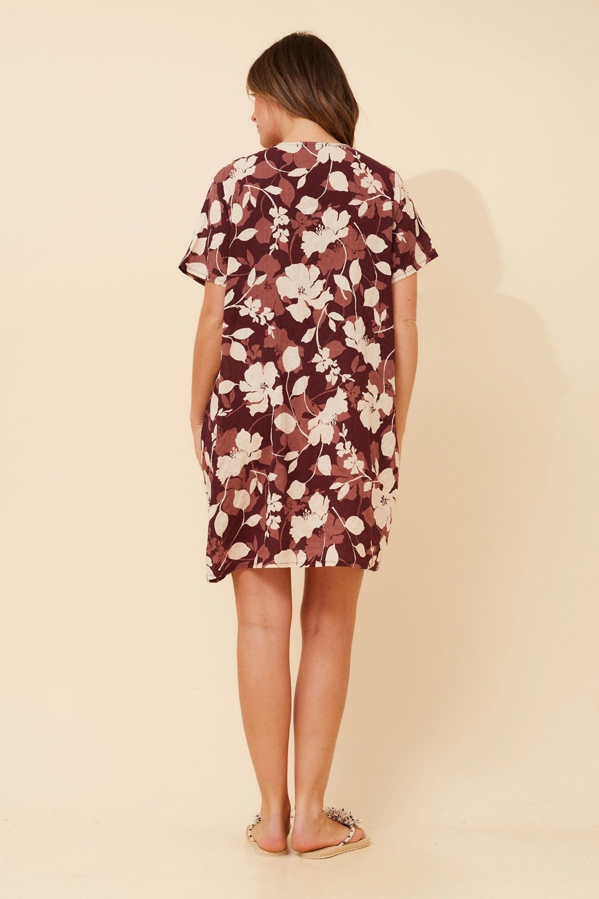 Caroline Morgan Australia VINE FLORAL DRESS (Burgundy)