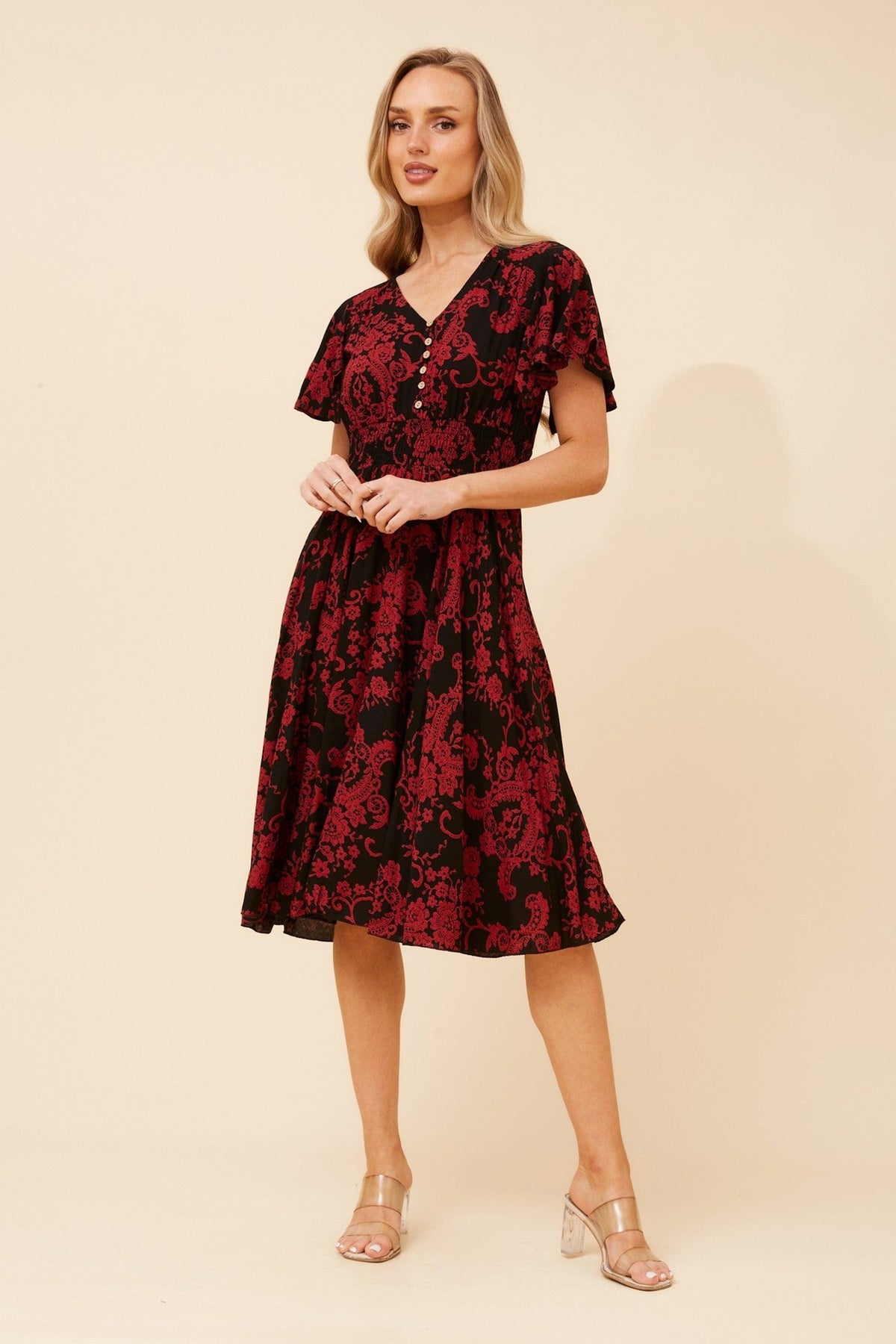 SANDY FLORAL DRESS (Navy)