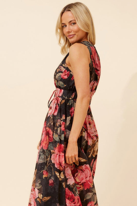 Caroline Morgan Australia MARA FLORAL MAXI DRESS (Multi Black)